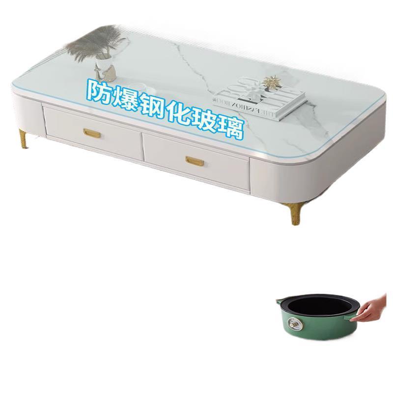 茶几电视柜组合家用客厅整装软包带抽屉小户型玻璃岩板面成套家具|undefined