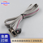 DB9串口延长线RS232转2.54间距IDC灰排线工控设备线束定制加工