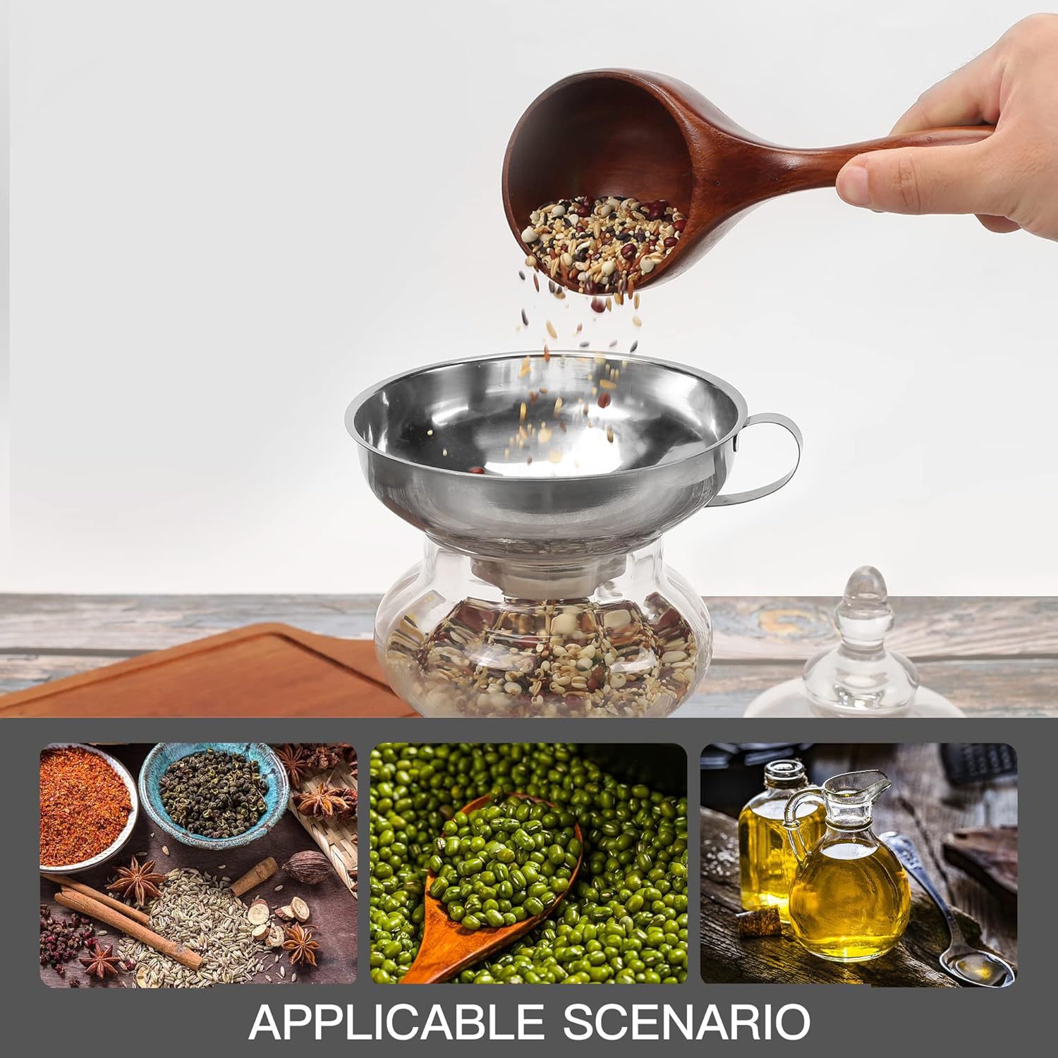 FCM embudos de acero inoxidable amplio embudos de vino embudos de aceite de gran calibre embudos de mermelada embudos de ensalada