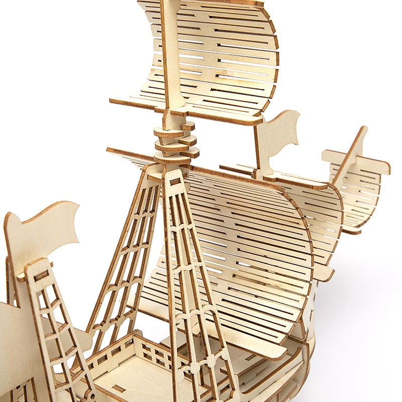 Rompecabezas tridimensional barco hecho a mano diy montaje de madera decoración modelo infantil pequeño juguete montaje de madera