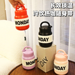 Food-grade 304 stainless steel travel cup coffee thermos portable vacuum insulated cup soup can cross-border Amazon customizable