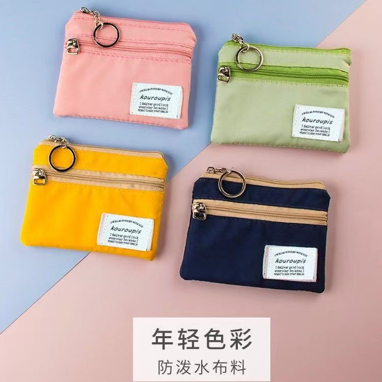 Double-Layer Coin Purse, Simple Waterproof Mini Coin Purse for Primary School Students, Men and Women, Key and Earphone Storage Card Holder, Canvas Coin Bag Double-Layer Coin Purse, Simple Waterproof Mini Coin Purse for Primary School Students, Men and Women, Key and Earphone Storage Card Holder, Canvas Coin Bag