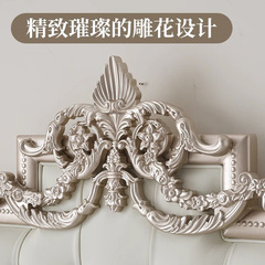 French light luxury solid wood bed modern simple princess bed European style with soft package carved flower master bedroom double bed high-end wedding bed 