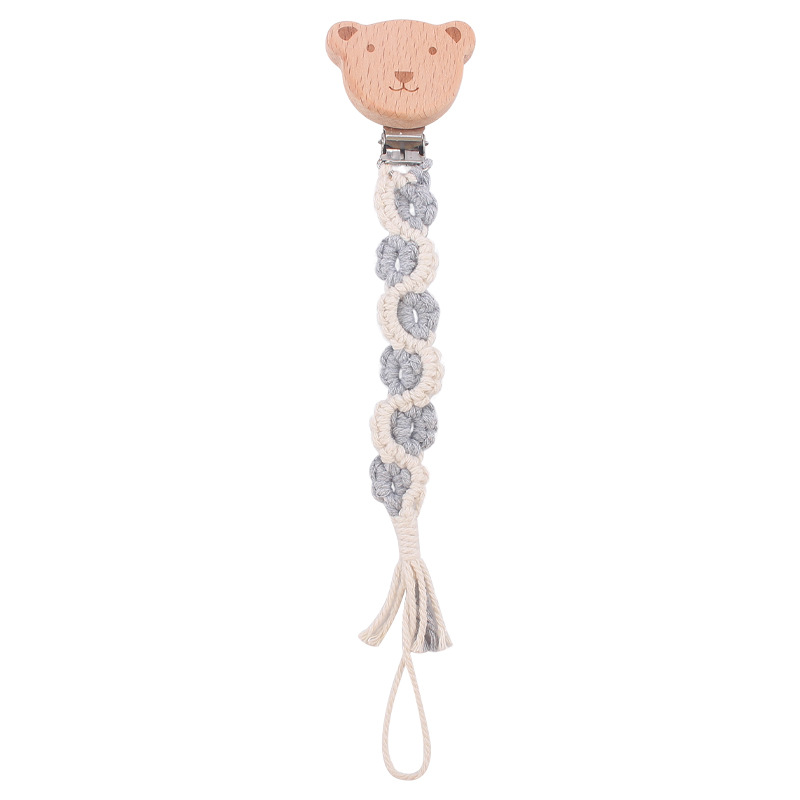 Bebé suministros de haya oso chupete clip calmante DIY bebé creativo artesanal algodón cuerda tejido chupete cadena