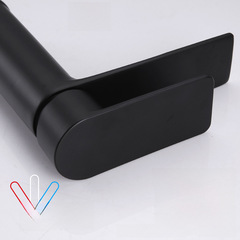 Stainless steel long flat single hole faucet for basin, cold and hot water, new style washbasin faucet