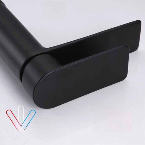 Stainless steel long flat single hole faucet for basin, cold and hot water, new style washbasin faucet