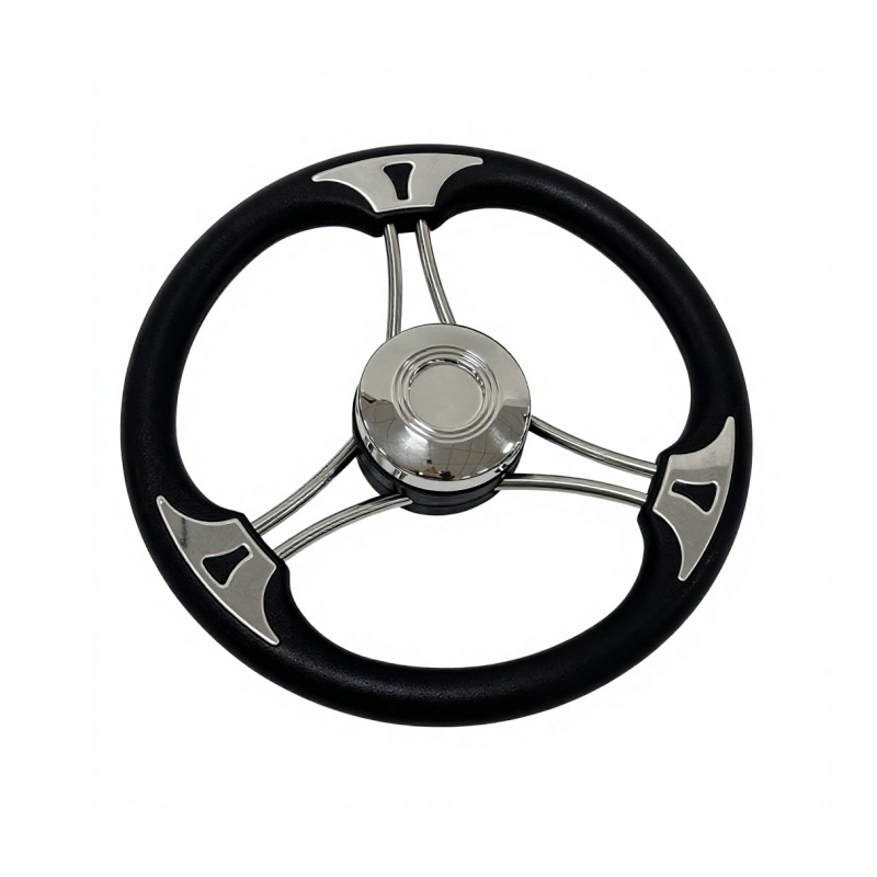 Three-spoke stainless steel 304 foam soft-grip ship steering wheel, yacht rudder wheel, marine steering wheel