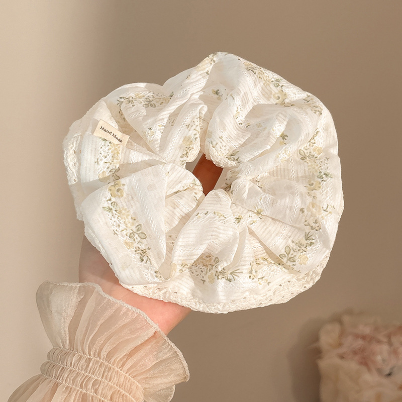 Coletero Scrunchie de Encaje con Flor de Alta Elasticidad para Mujer