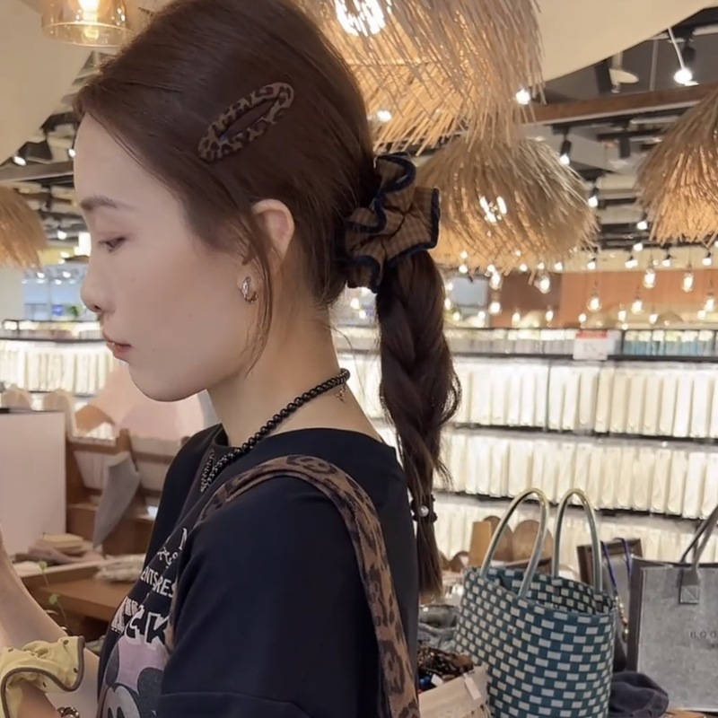 韩国新款早秋咖色豹纹发夹甜美简约刘海夹侧边夹碎发夹发卡发饰|undefined
