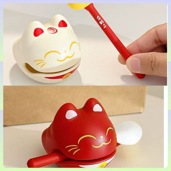 Lucky Cat Wood Fish [Beige + Red] All worries are eliminated