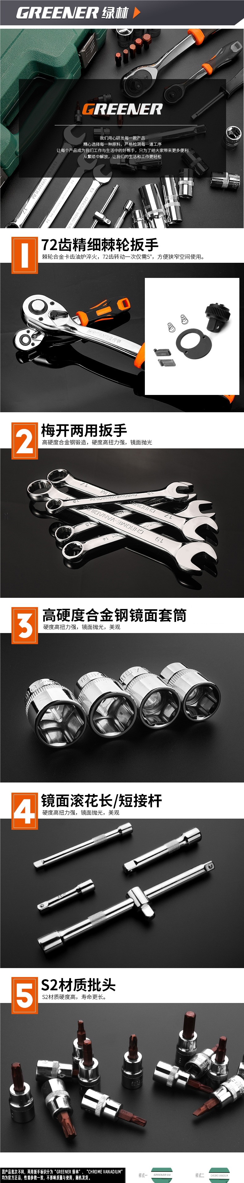 Green Forest Auto Repair Tool Set Ratchet Quick Socket Wrench Sleeve Car Repair Motorcycle Repair Combination