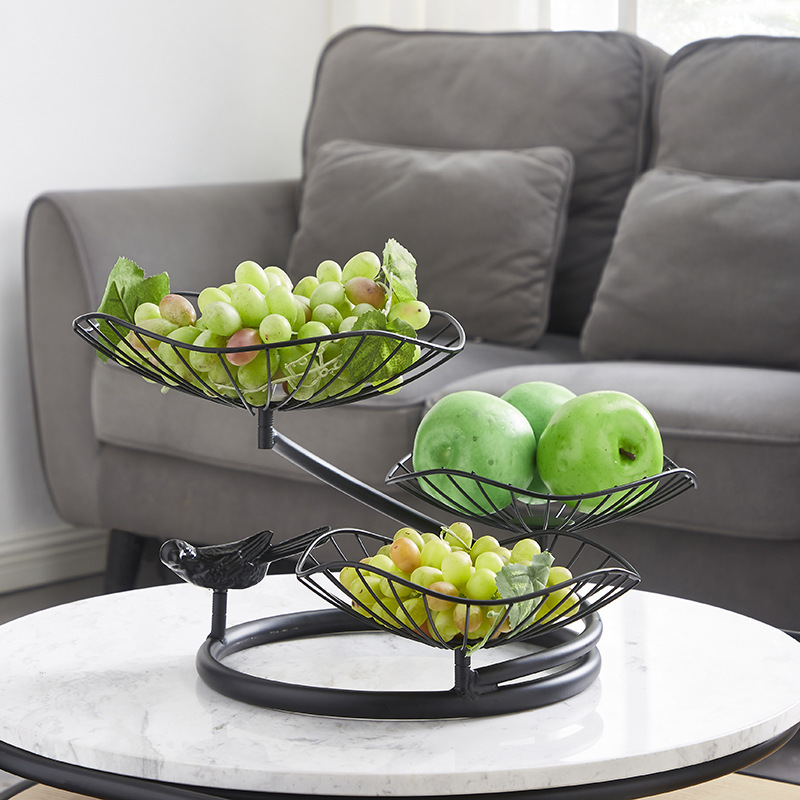 Plato de frutas de hierro forjado gancho de plátano sala de estar casera canasta de frutas de lujo ligera mesa de comedor dulces bocadillos plato