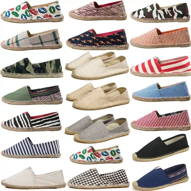 麻底布鞋休闲草编懒人一脚蹬吸汗帆布鞋男渔夫鞋亚麻布鞋大码单鞋