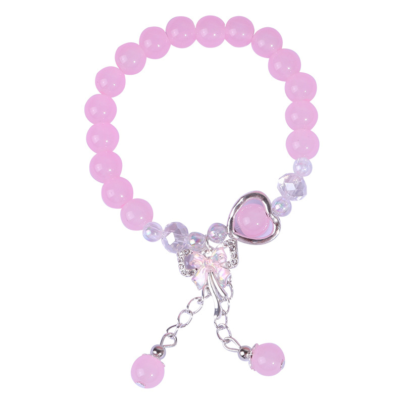 Pulsera de cuentas de bambú de dibujos animados - Estilo时尚, venta al por mayor, cuentas de cristal, joya para parejas y estudiantes, pulsera para niños y joyería femenina