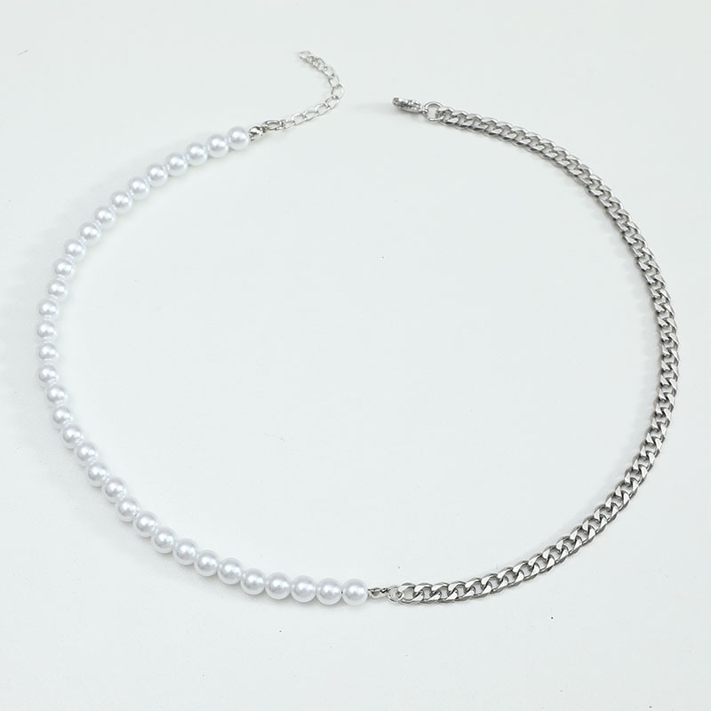 Colar de pérolas vintage para homem simples e versátil_voghion.com