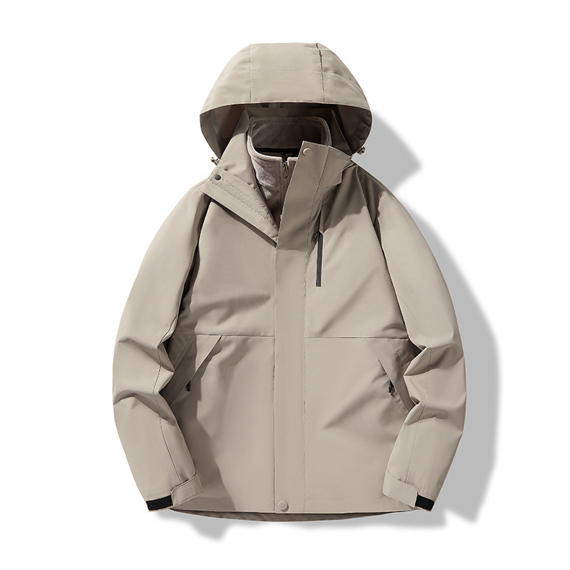 Compra grupal de chaquetas 2024, chaquetas impresas para hombres y mujeres, ropa de trabajo grupal tres en uno, a prueba de viento, impermeable, ropa de montañismo de otoño e invierno