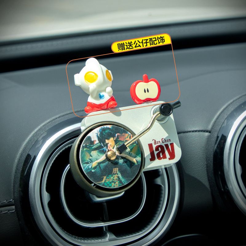 バブルマート車のスクリーン装飾品、かわいい漫画の車のエアベント、ラブブレコードプレーヤー、アロマセラピー|undefined