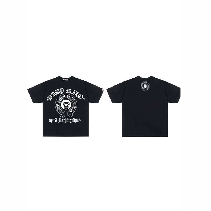 Long-Term Supply of New Heavyweight Trendy Brand Bape Ape Head Unisex Loose-Fit Cross-Border Foreign Trade Round-Neck Short-Sleeve T-Shirts