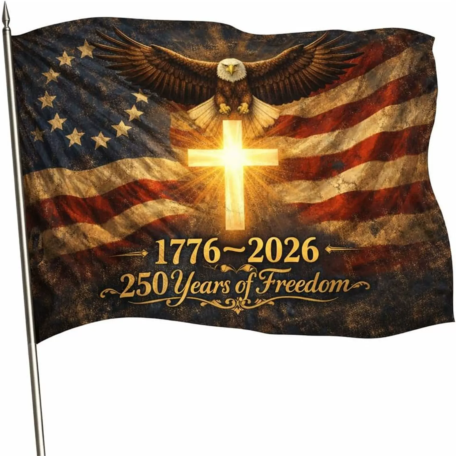 外贸跨境美国纪念旗帜工厂批发American 250th Anniversary flag