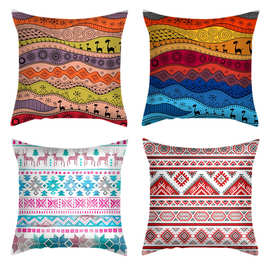 波西米亚圣诞抱枕套跨境节日抱枕印花毛绒靠枕家居沙发靠垫套枕头