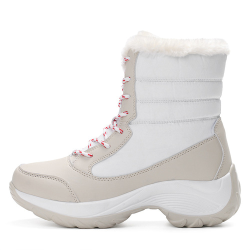 Women's Winter Snow Boots, High-Top Warm Cotton Shoes with Fleece Lining