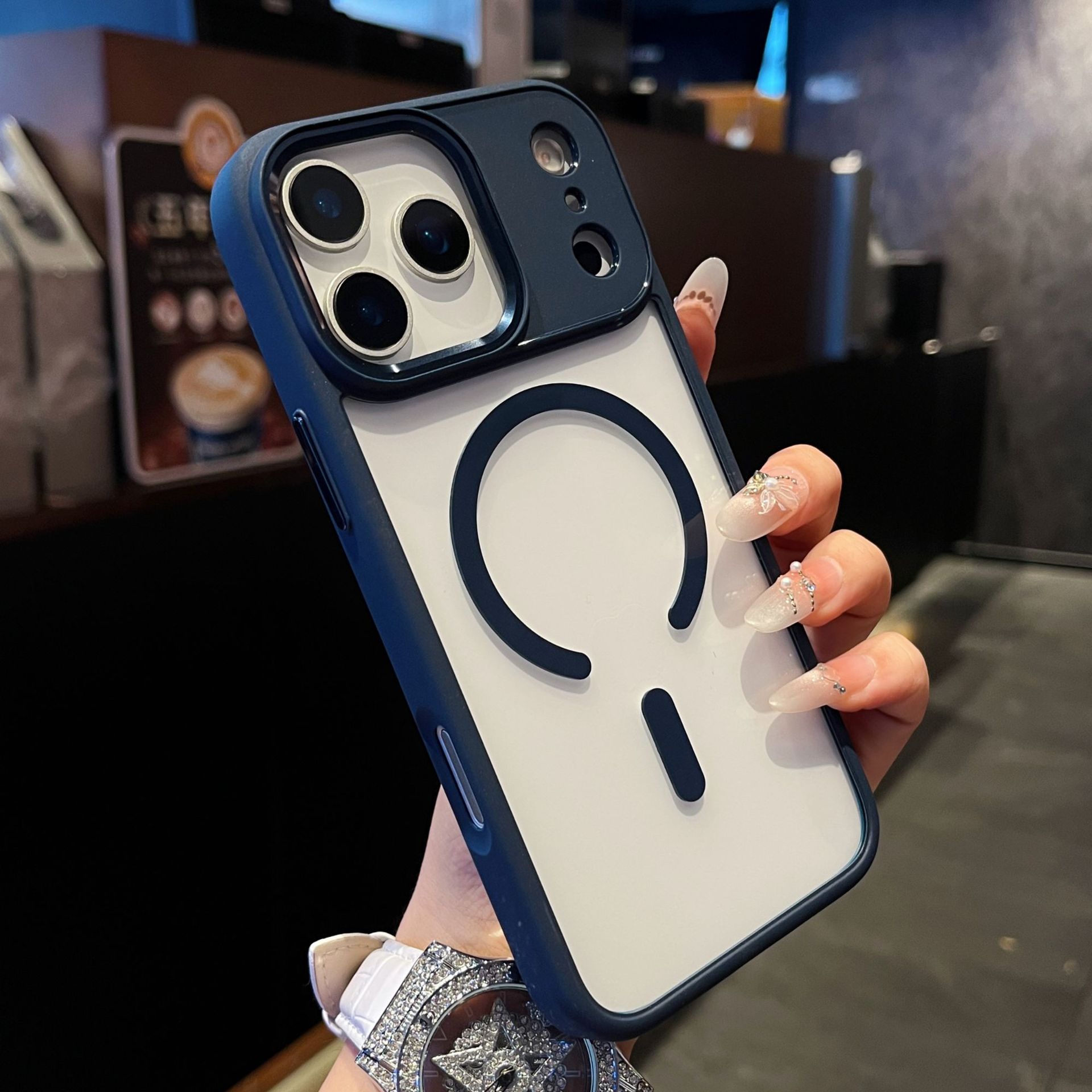 Aplicable a Apple 15 escudo de oro succión móvil transparente para mujeres iPhone17PROMAX