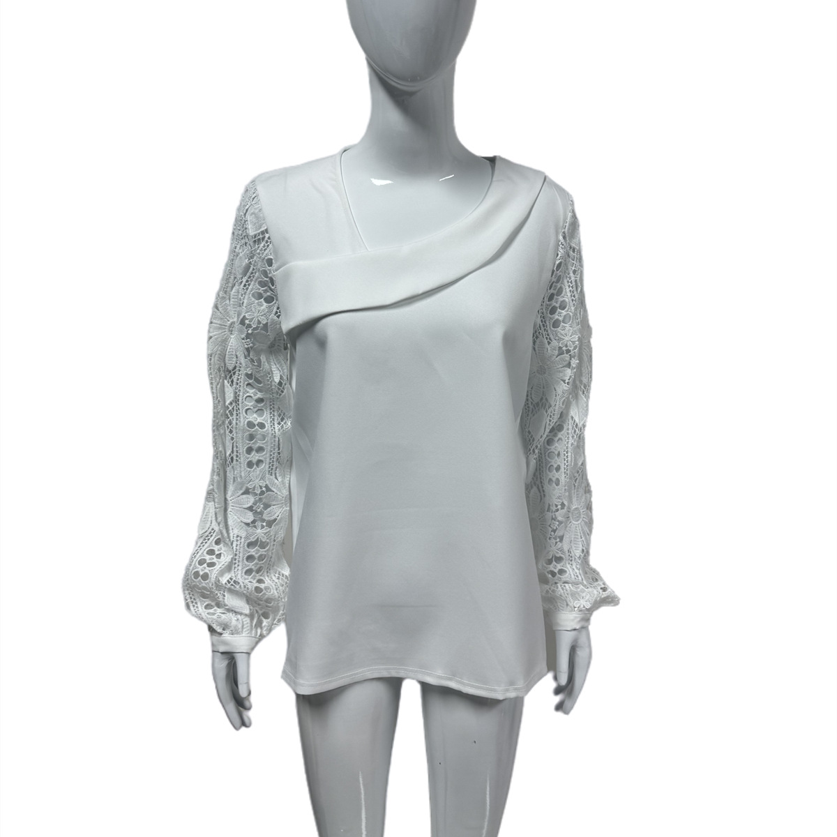 Women's Clothing 2024 spring and autumn fashion elegant new lace splicing knitted sweater all match tops_voghion.com