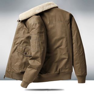 Cross-Border 2024 Autumn and Winter Men's Outerwear Winter Fleece-Lined American-Style Tough Guy Loose Warm Cotton Coat with Extra Fleece and Thickened