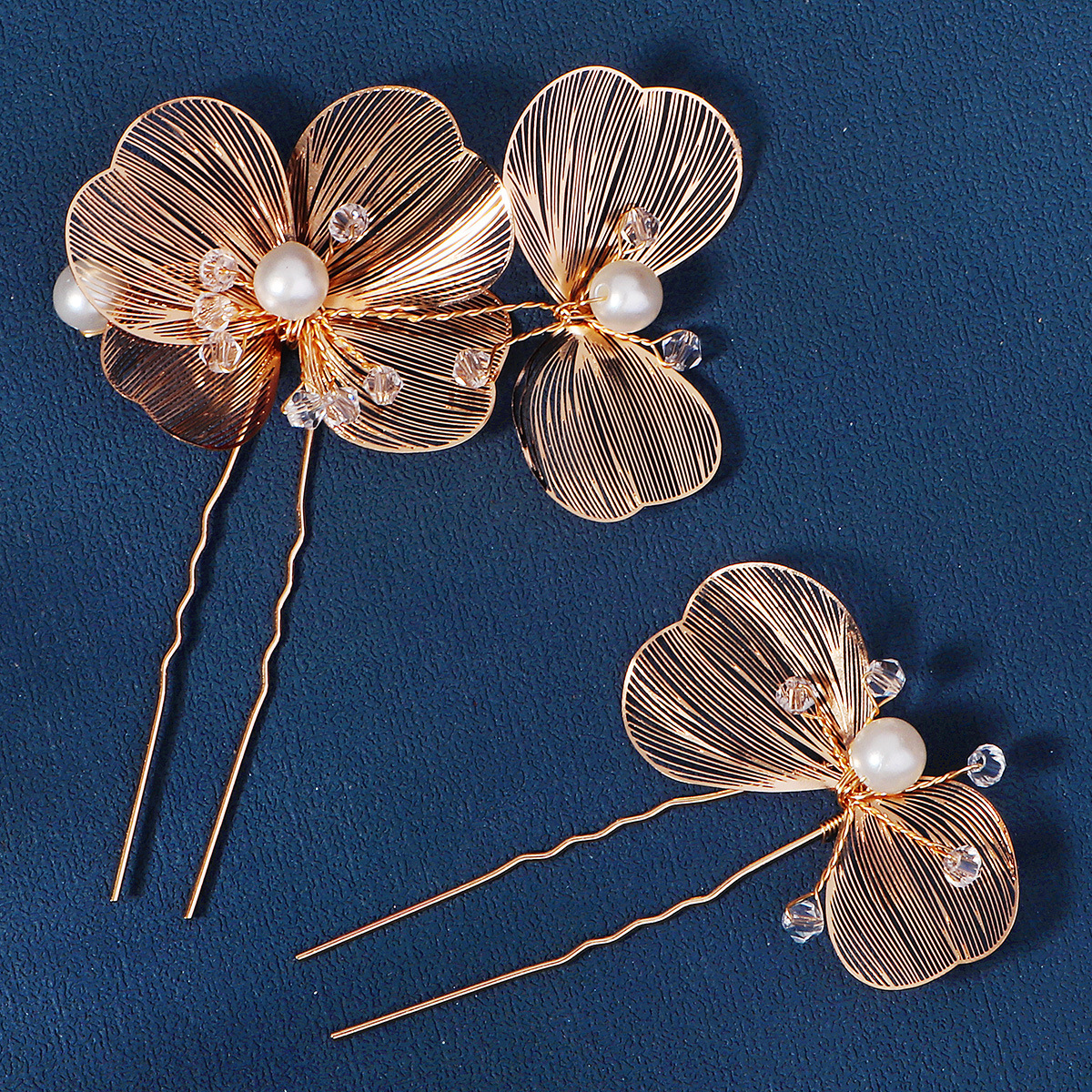 Fermaglio per capelli in ferro battuto a forma di petalo dorato, accessorio per costume da ballo, popolare in Europa e America, stile vintage foresta_voghion.com