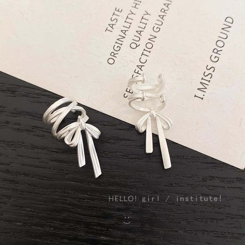 Ballet Girl Pure White Bow Ear Clip Women's Ins Trendy Elegant Sweet Niche High-class Ear Clip