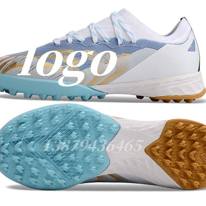 Los fabricantes de Putian venden al por mayor zapatos de fútbol de la serie X de entrenamiento verde de uñas rotas para niños y niñas de interior transfronterizos