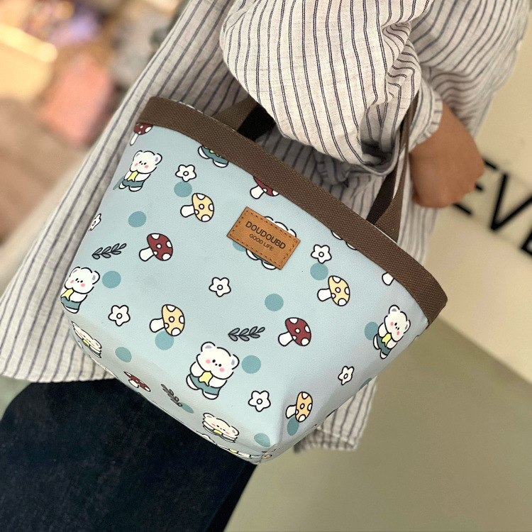 新しいジッパー防水トイレタリーバッグポータブルランチボックスバッグ学生通勤スナックバッグランチバッグポータブルレディースバッグママ|undefined