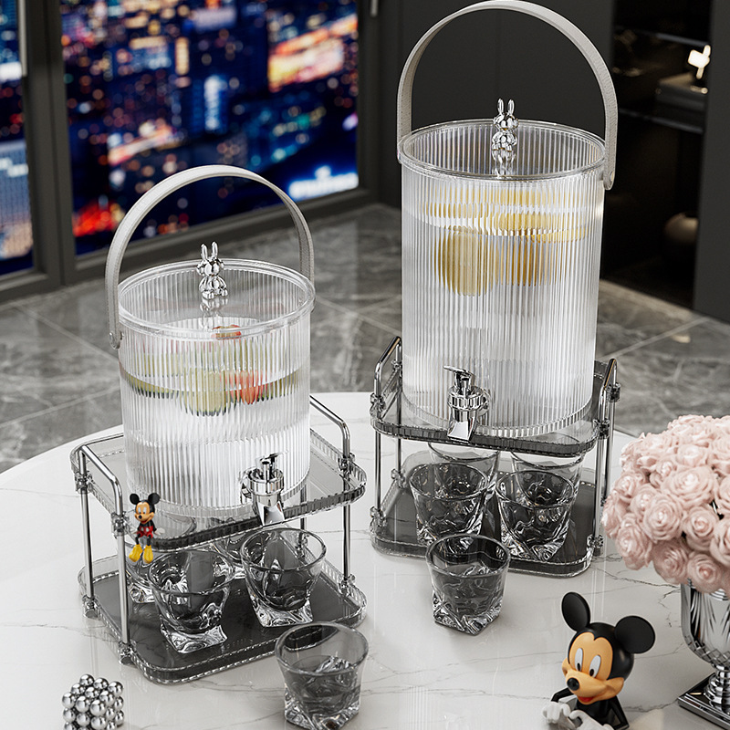 Large-capacity cold water kettle with faucet, home-use large-capacity cold water kettle set, fruit tea cold water kettle, glass