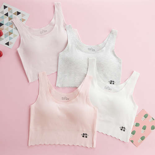 No Trace Girls' Underwear for Girls in Puberty 13-18 Years Old Middle School and High School Students Cotton Extended Version Vest Bra 