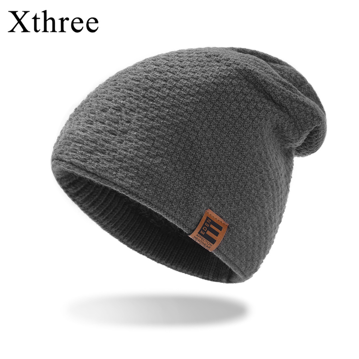 Autumn and winter new men's hat thickened wool knitted hat boutique label Warm men's hat with lining cross-border