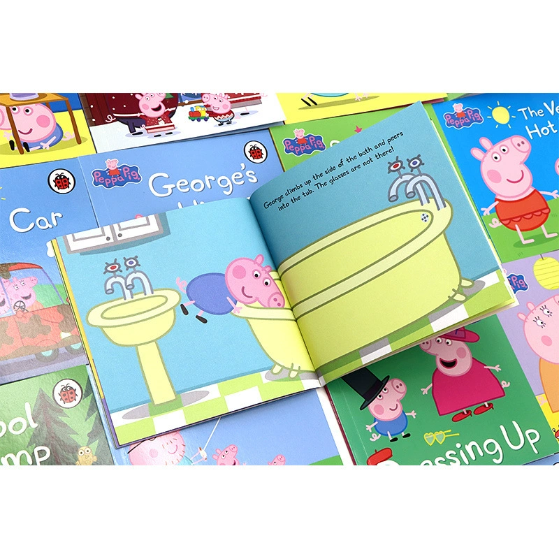 Английская оригинальная иллюстрированная книга Peppa Pig, страница 50, полный набор серий книг в красной коробке ребенка