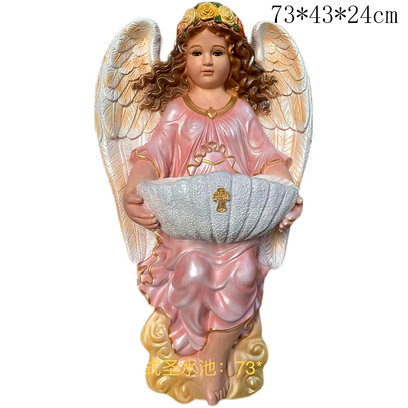 75cm ángel piscina de agua sagrada mira la figura de la resina de la casa sala de estar iglesia colgante 70 - 80