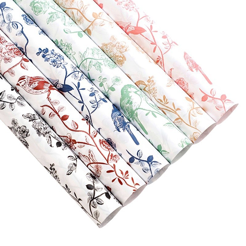Papel de flor de pluma de flores de montaña de flores de pájaros felices papel de embalaje de flores impermeable engrosado papel de flor de flor di