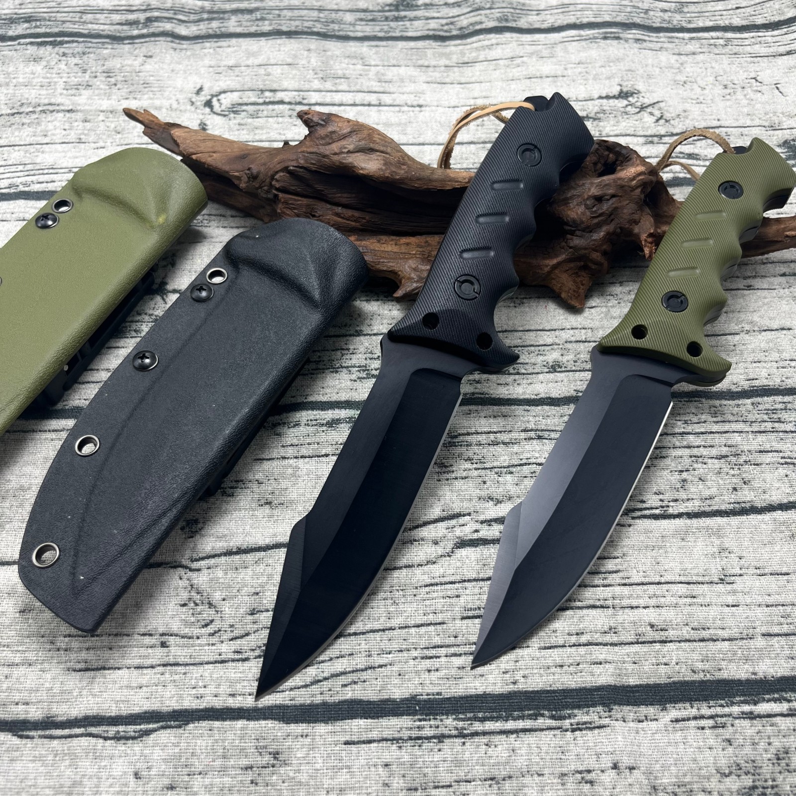 厂家直销户外一体龙骨直刀高硬度便携式小刀野营多功能直刀带K鞘