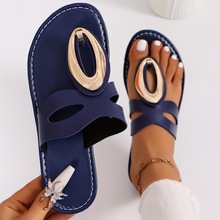 K 51918 Plus Size Metal Buckle Toe Post Sandals ��������ۼ�