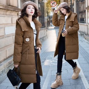 European New 2024 Winter Loose New Style Women's Mid-length Thickened Distinctive Pocket Over-the-knee Warm Women's Coat