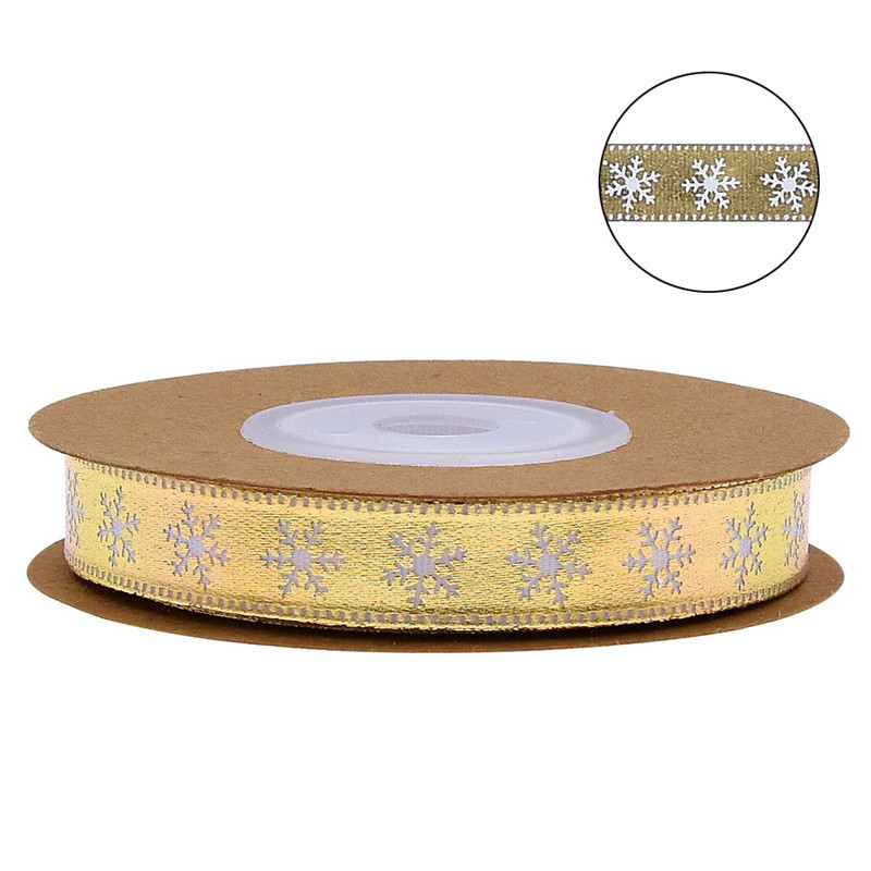 Regalos de Navidad transfronterizos estampados letras cinta impresa cinta de regalo embalaje de copo de nieve cinta de borde 10m en stock