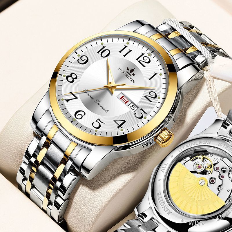 Explosive Steel Belt Luminous Life Waterproof Men's Watch Quartz Watch Business Fashion Simple Pointer Watch Men's Luminous Calendar