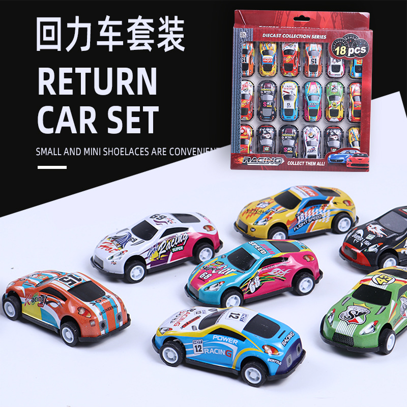 Tire hacia atrás del coche traje de coche modelo de aleación en caja regalo de juguete traje de juguete de carreras puesto de mercado nocturno fábrica al por mayor