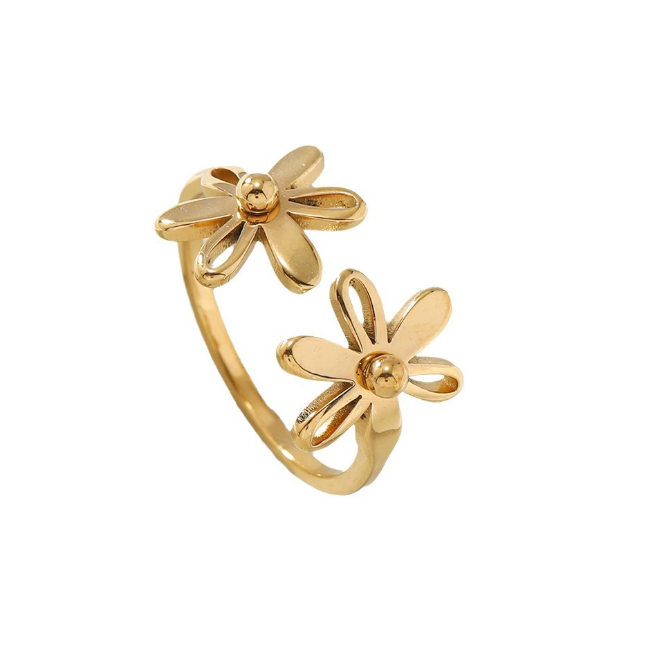 Мод rings из нержавеющей стали, регулируемая аксессуар, ( торговля), стиль высокого качества, цветочный принт