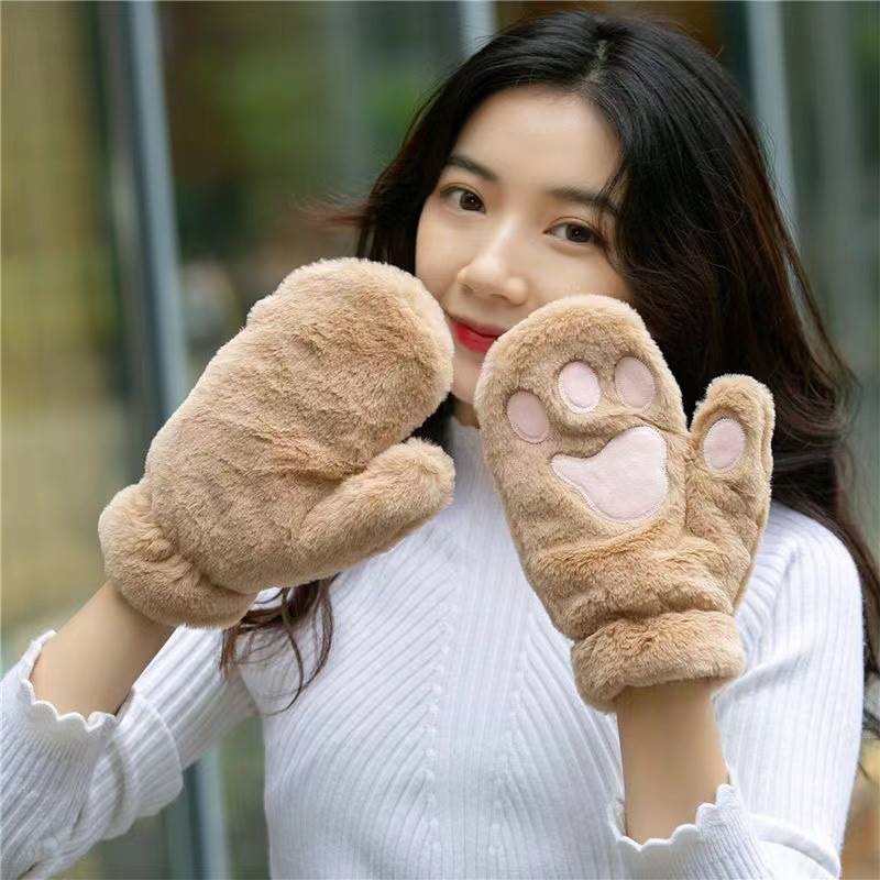 Version coréenne d'hiver de couleur unie avec velours épais, gants coupe-vent chauds et résistants au froid pour femmes, simples_voghion.com