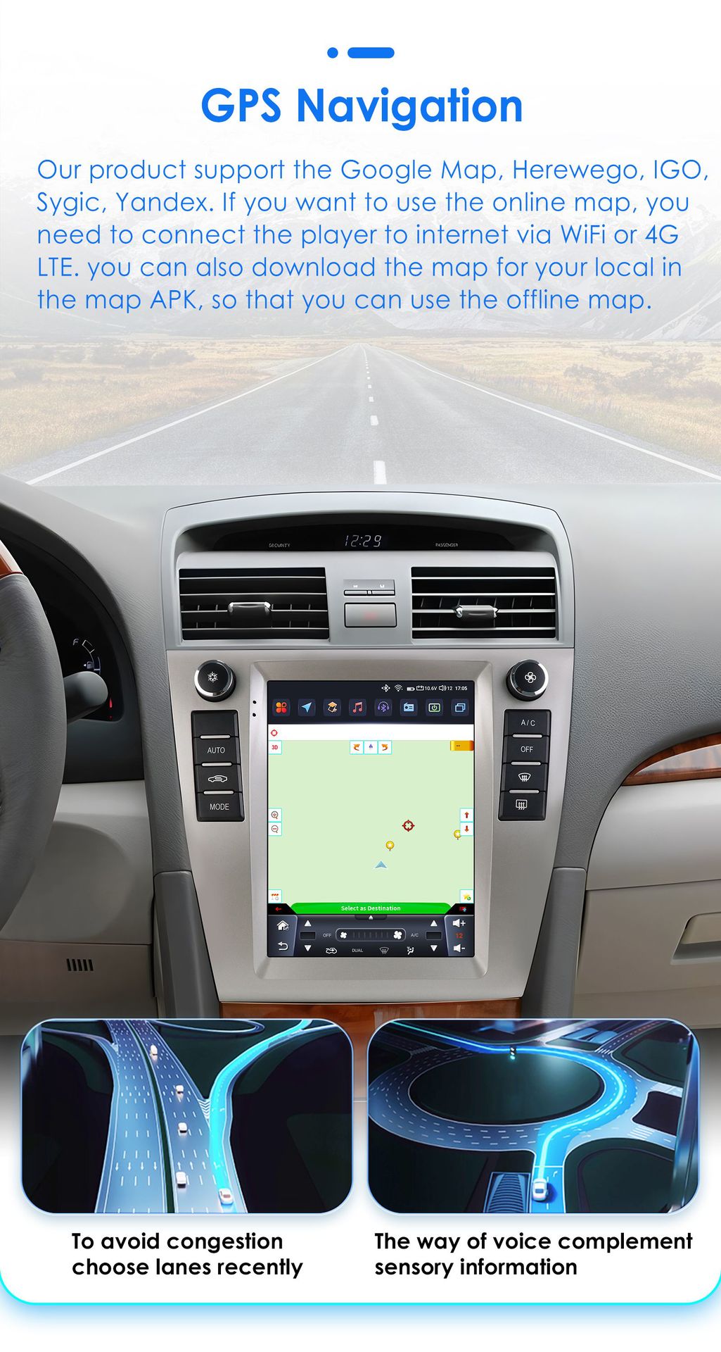9.7inch Suitable for 06-11 Toyota Camry Android Car Bluetooth Vertical Screen Navigation Carplay