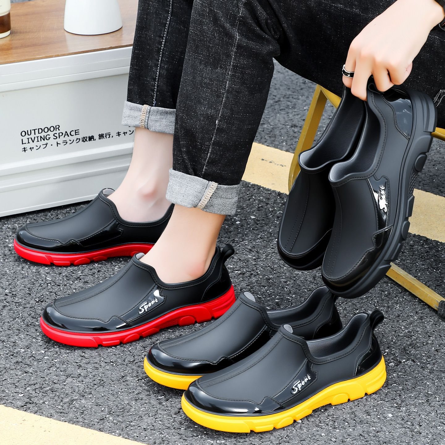 Resistente al desgaste de moda para hombres impermeables, zapatos de cocina, zapatos de trabajo, zapatos de lluvia, zapatos de algodón image 5