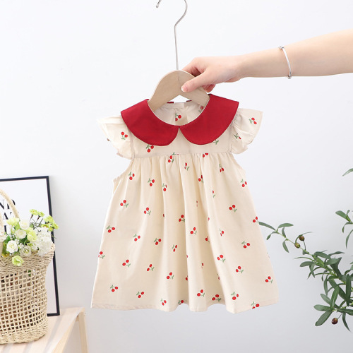 Girls Dress  Summer Children's Summer Style Doll Collar Cotton Small Fresh Baby Baby Dress