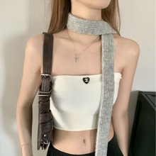 【JYSQ】含羊毛软糯细围巾秋冬长条毛线针织y2k辣妹纯色细窄围巾